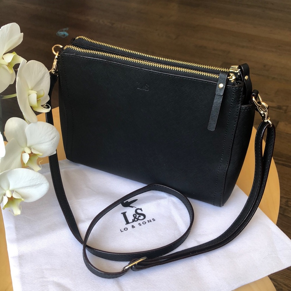 Lo and Sons Pearl Black Saffiano Handbag